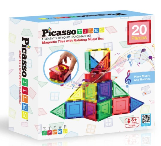 Interactive Magnetic Tiles with Rotating Music Box - PicassoTiles