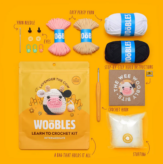 The Woobles: Lavender the Cow - Learn to Crochet Kit