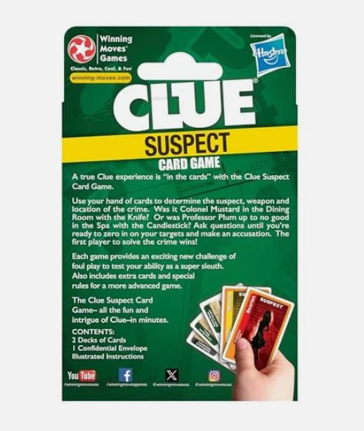Clue Suspect Card Game - Winning Moves