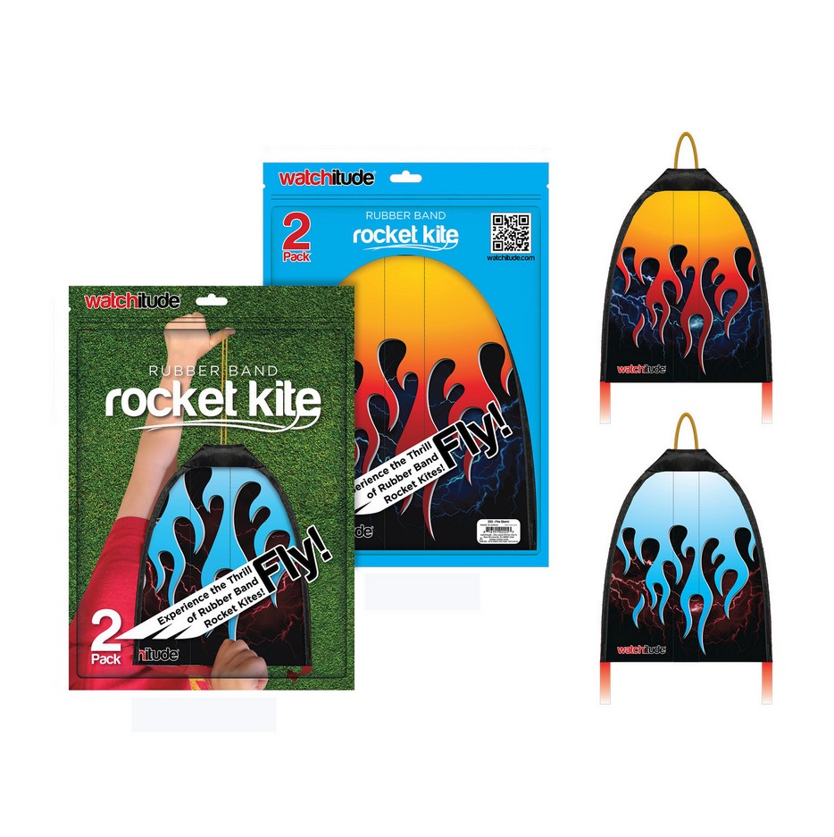 Rubber Band Rocket Kite - Fire Storm - Red & Blue - Watchitude