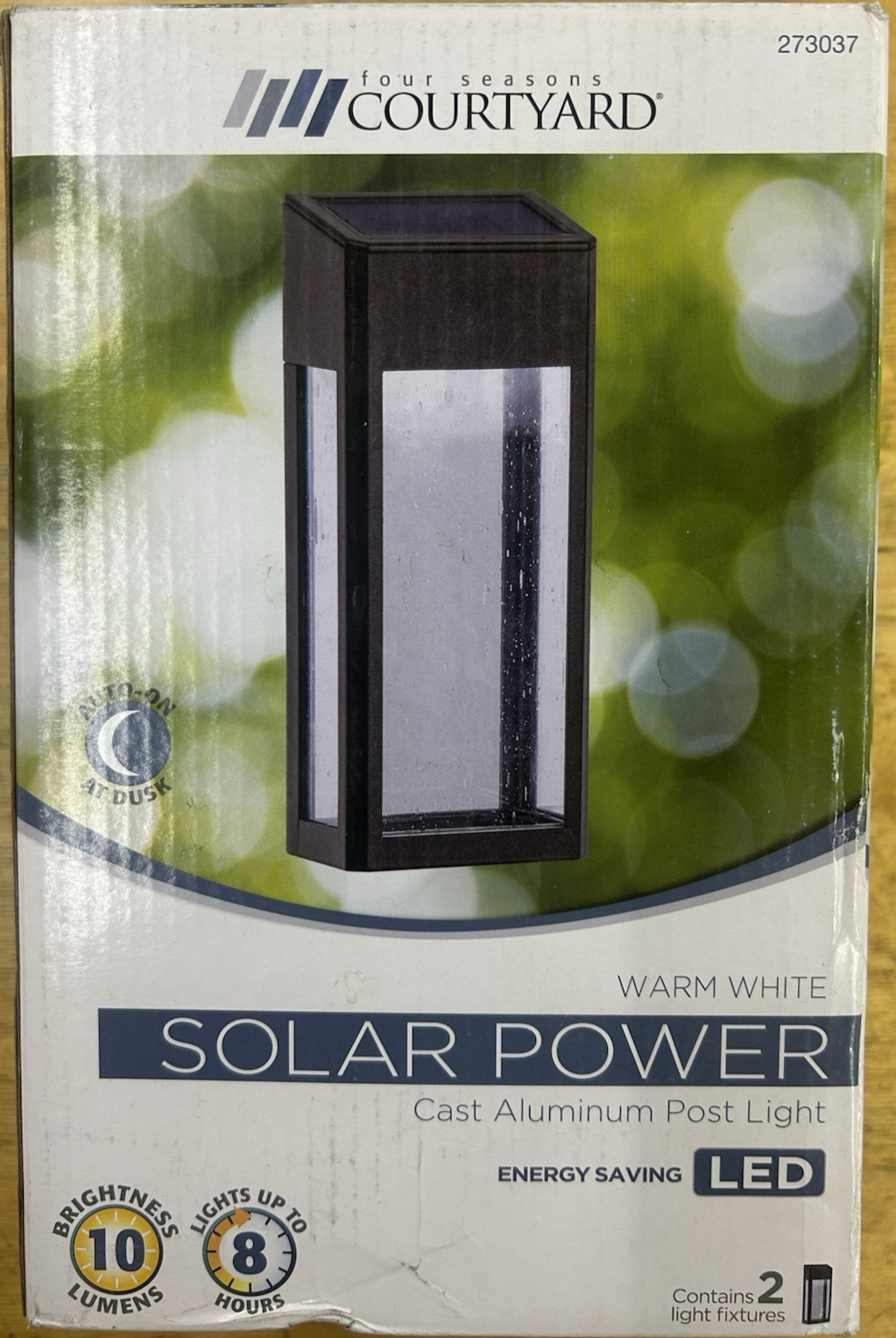 Solar Power Cast Aluminum Post Light - Four Seasons Courtyard