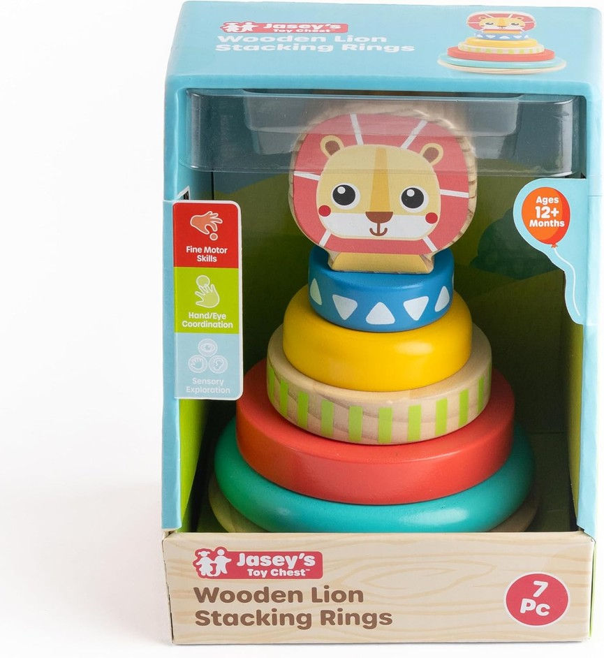 Wooden Lion Stacking Rings - Jasey's Toy Chest