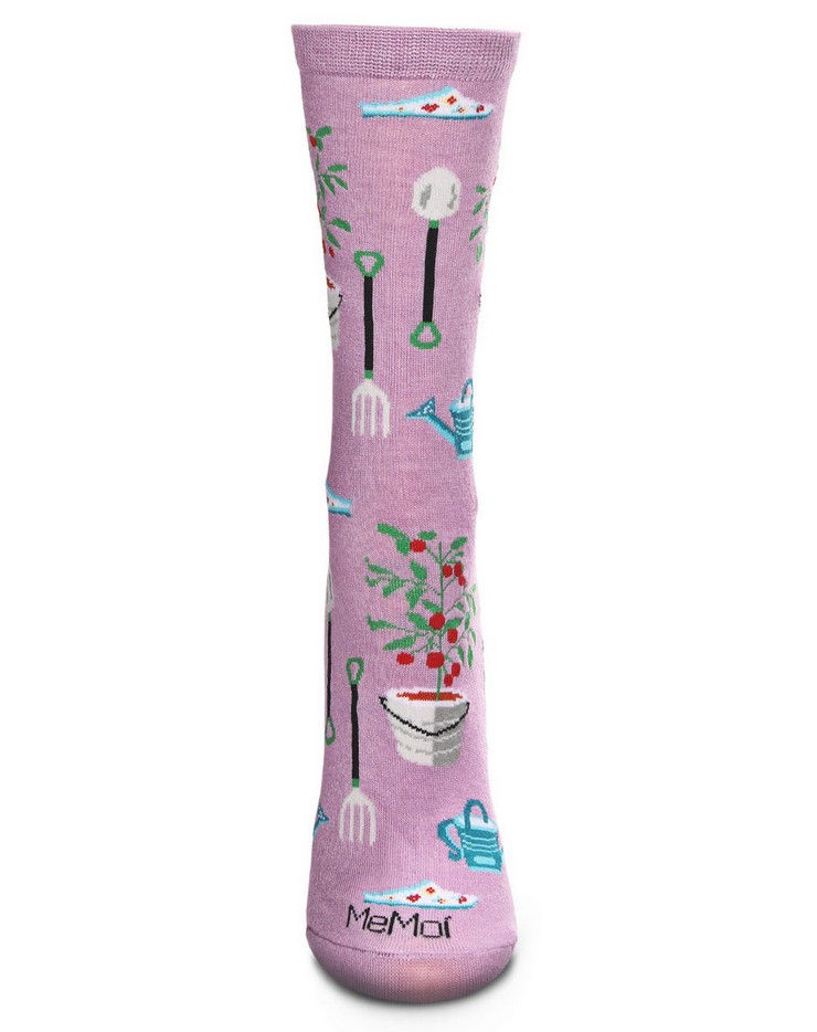 Thumbnail: Women's Growing Garden Bamboo Blend Novelty Crew Sock - MeMoi