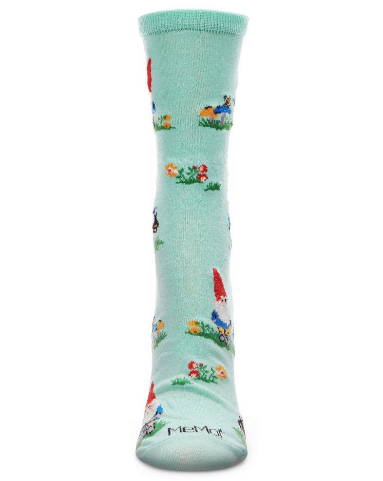 Thumbnail: Women's Gnome Invasion Bamboo Blend Novelty Crew Socks - MeMoi