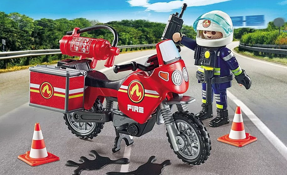Playmobil Action Heroes: Fire Motorcycle & Oil Spill Incident - 71466