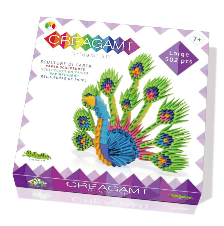 Creagami Peacock Origami Set - 3D Origami Paper Sculpture Kit