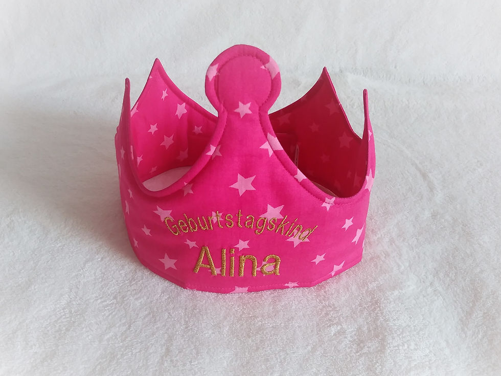 Geburtstagskrone aus Baumwolle Sternestoff mit Namen
