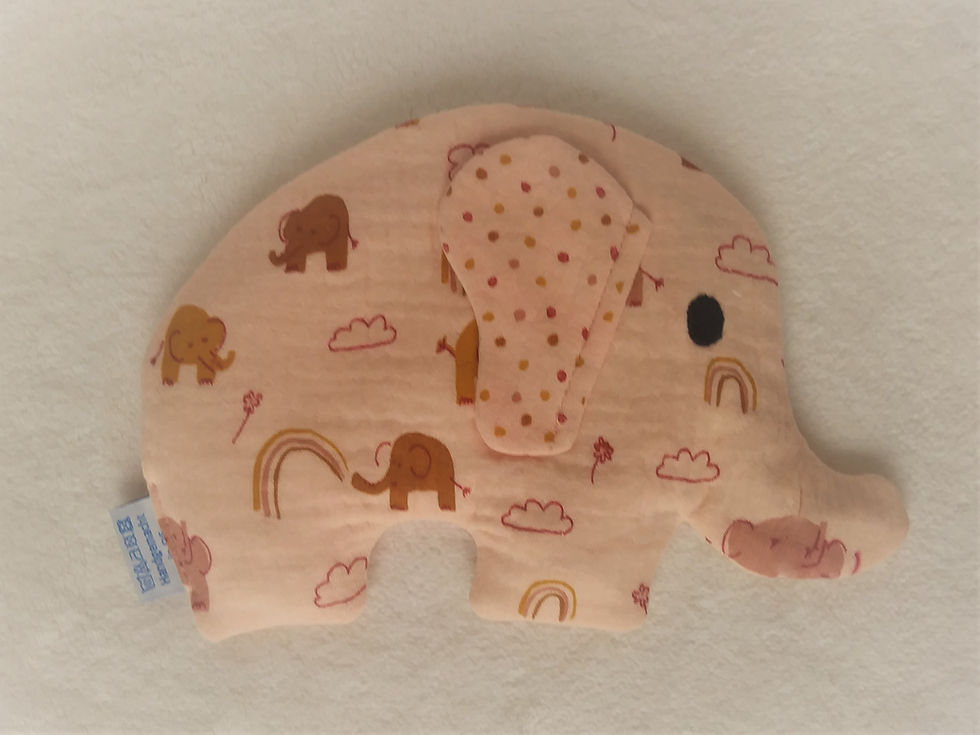 Miniaturbild: Kirschkernkissen-Wärmekissen/Wattiertes Kissen mit Raschel / "Elefant"mit Namen