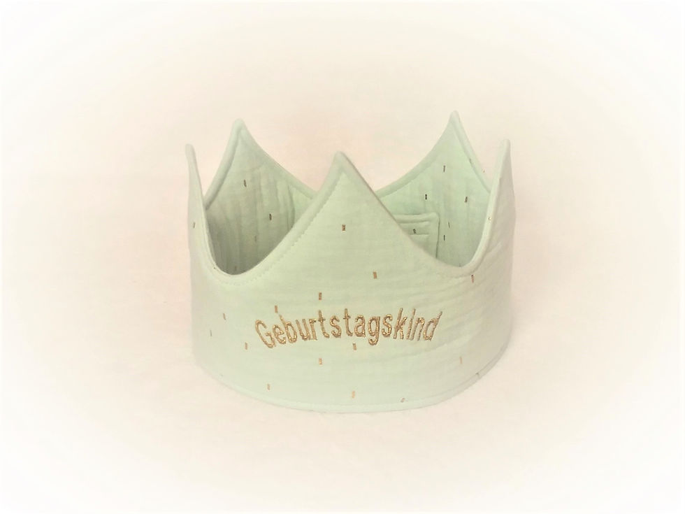 Miniaturbild: Geburtstagskrone aus Misselin mit goldenen Streichen