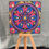 Thumbnail: 8" Square Hand-Painted Mandala, Wall Art – Red, Blue, Gold Acrylic, Rhinestones