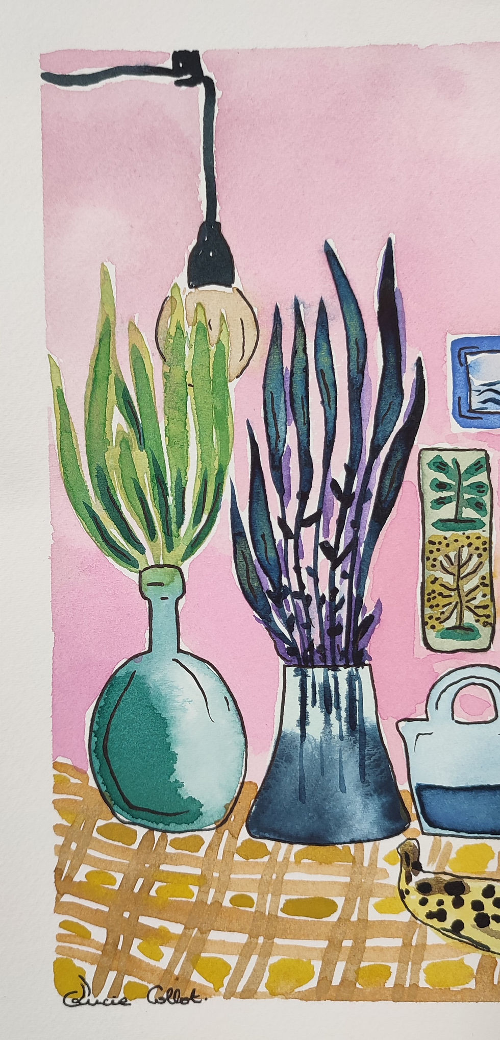 Miniature : Banane sur table - illustration sur papier
