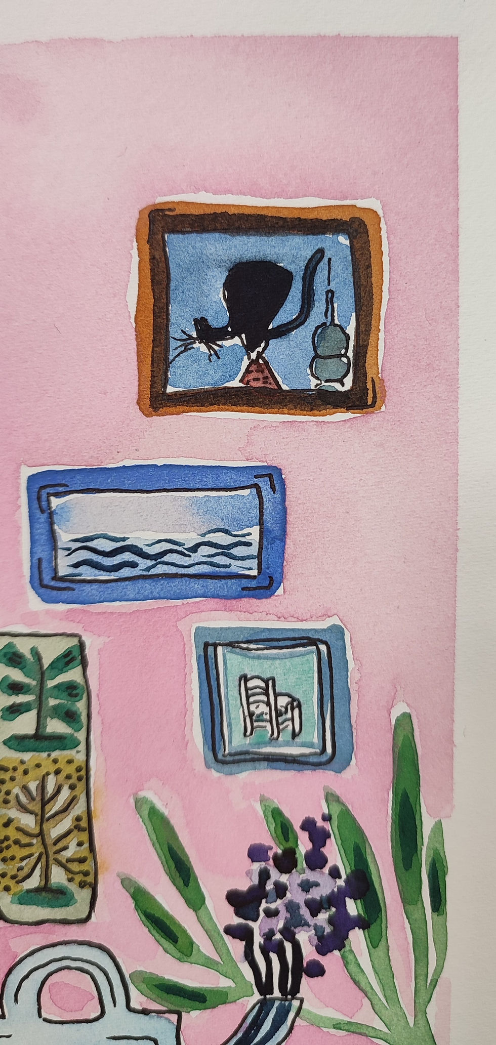 Miniature : Banane sur table - illustration sur papier