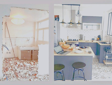 Rénovation et aménagement de cuisine sur mesure avec îlot central et ouverture de cloison : avant et après travaux par Decostayl à Paris et en Île-de-France