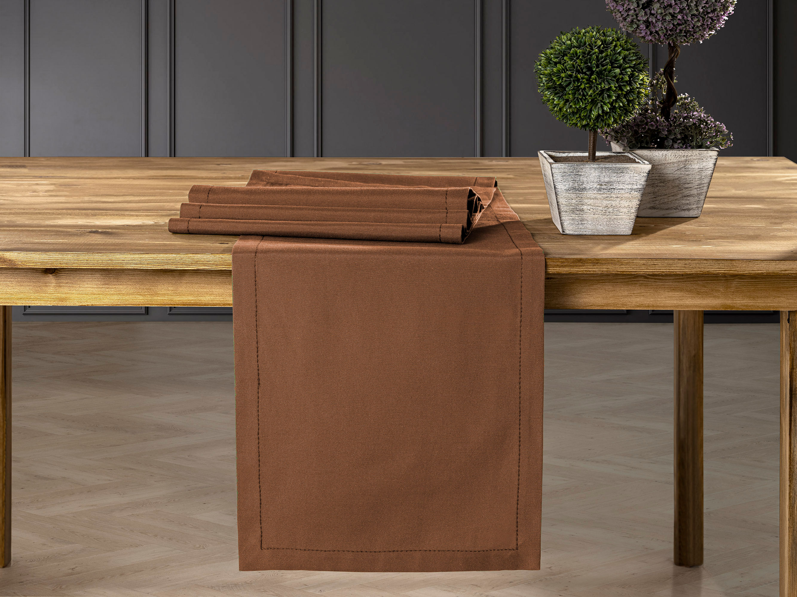 Kahverengi Keten Runner