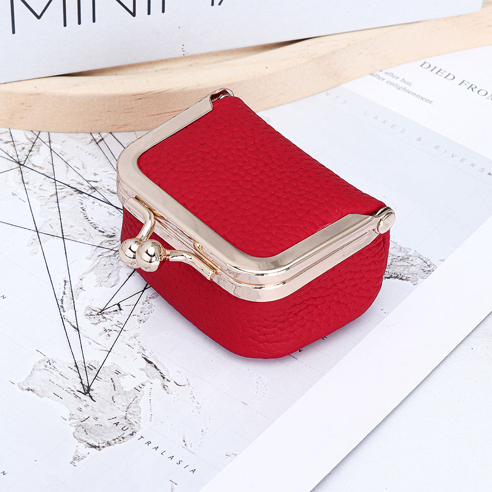 Thumbnail: Multi-Color Full-Grain Leather Mini Kiss-Lock Jewelry Box Pouch for Rings Neckla