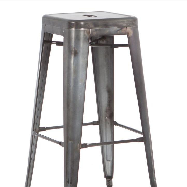 Miniature : Tabouret de style industriel gris métallisé effet galvanisé hauteur 76cm