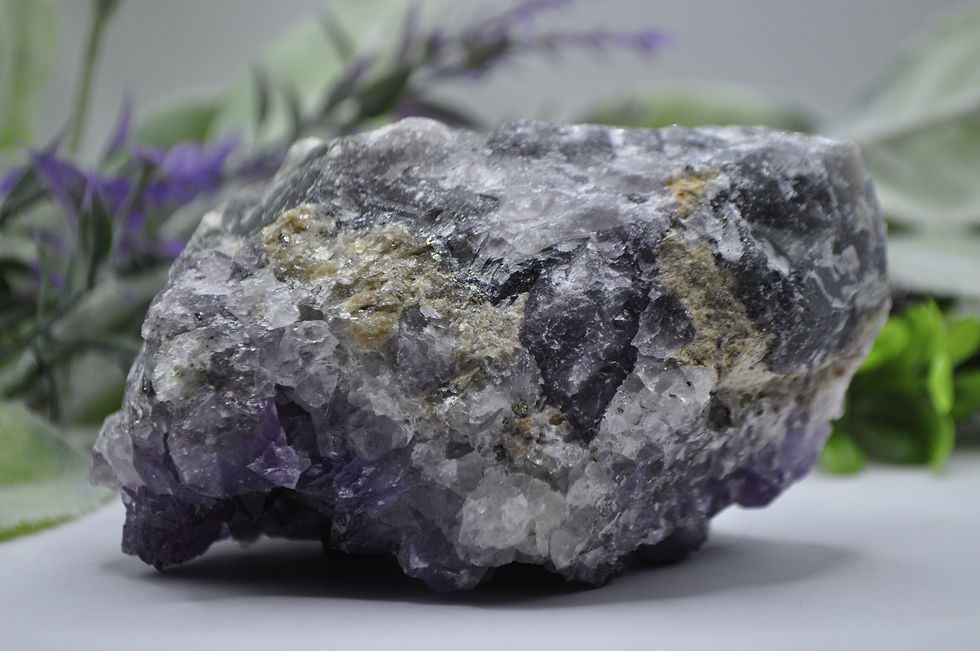 Thumbnail: Amethyst x Pyrite over Fluorite