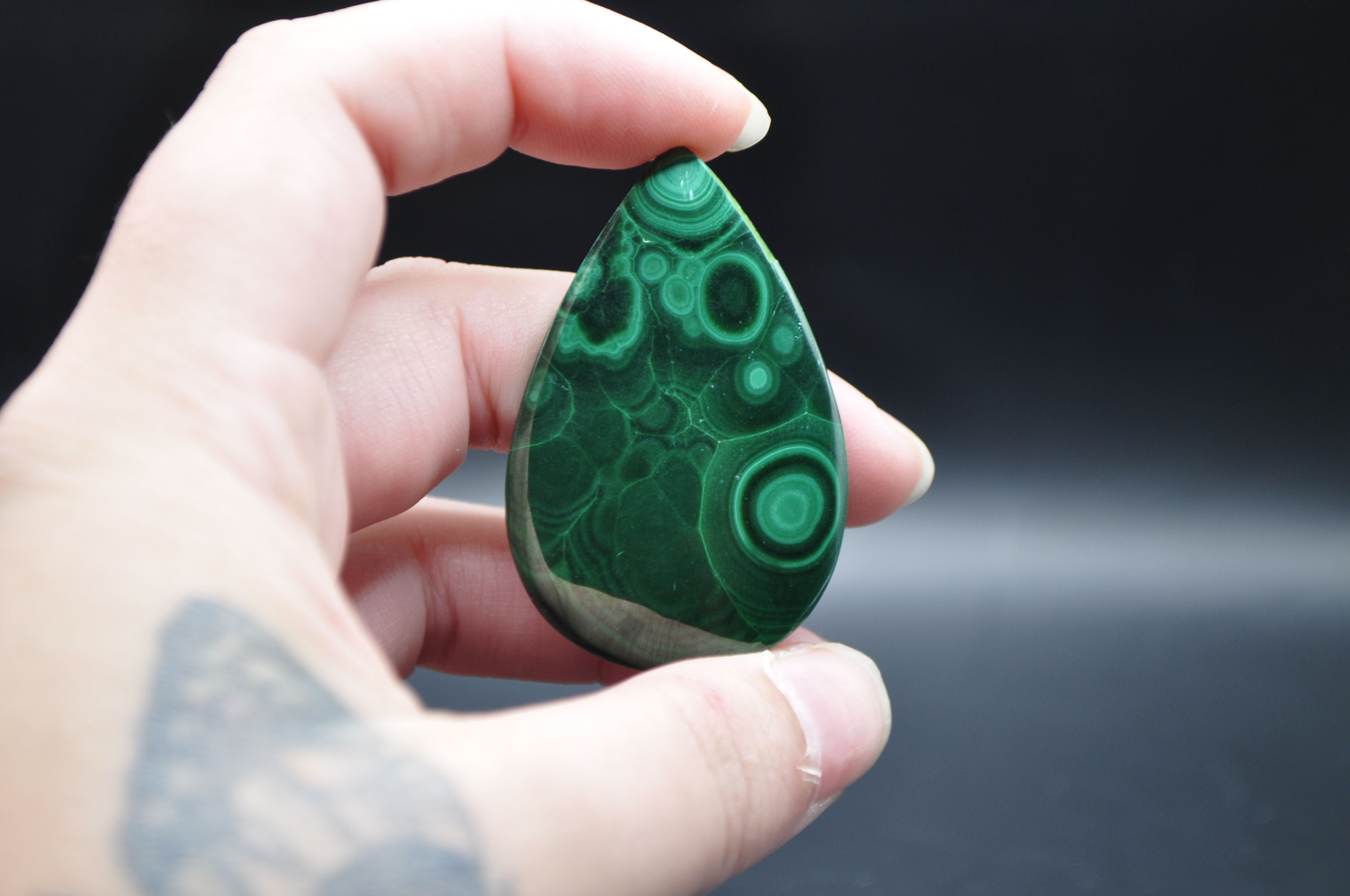 Large Malachite Teardrop Cabochon