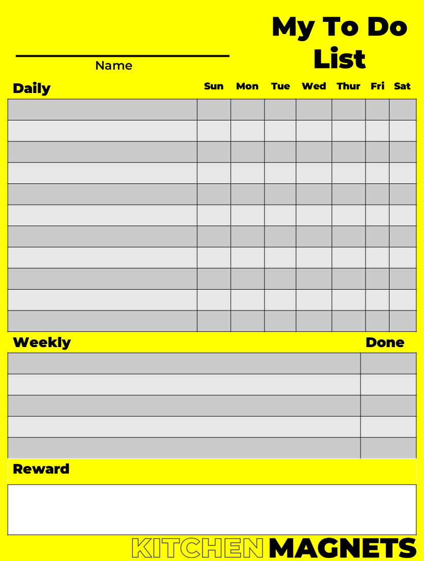 Thumbnail: Chore Chart for Kids- Daily & Weekly Task Dry Erase Magnet 8.5x11"