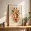 Miniaturbild: Florales-Poster: Giraffe mit Blumenkranz im Vintage-Stil.
