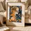 Miniaturbild: Porträt-Poster: Frau im Folk-Art Stil in den Farben Blau und Orange