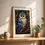 Miniaturbild: Folk-Art Poster: Eule mit roten Augen und Blumen