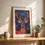Miniaturbild: Folk-Art Poster: Bunter Hirsch mit kosmischen Mustern.