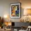 Miniaturbild: Porträt-Poster: Frau im Folk-Art Stil in den Farben Blau und Orange