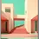 Miniaturbild: Architektur Poster: Geometrische Architektur in Rosa und Türkis