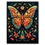 Miniaturbild: Ein kunstvolles Schmetterling-Poster eines Schmetterlings mit floralen Motiven in leuchtenden Farben auf dunklem Hintergrund.