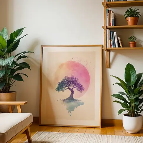 Schönes Japandi-Poster in Pastellfarben