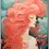 Miniaturbild: Illustrations-Poster: Frau mit korallenrotem Haar, geschlossene Augen