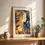 Miniaturbild: Porträt-Poster: Frau im Folk-Art Stil in den Farben Blau und Orange