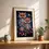 Miniaturbild: Eulen-Poster: Drei Eulen mit floralen Mustern auf Ast