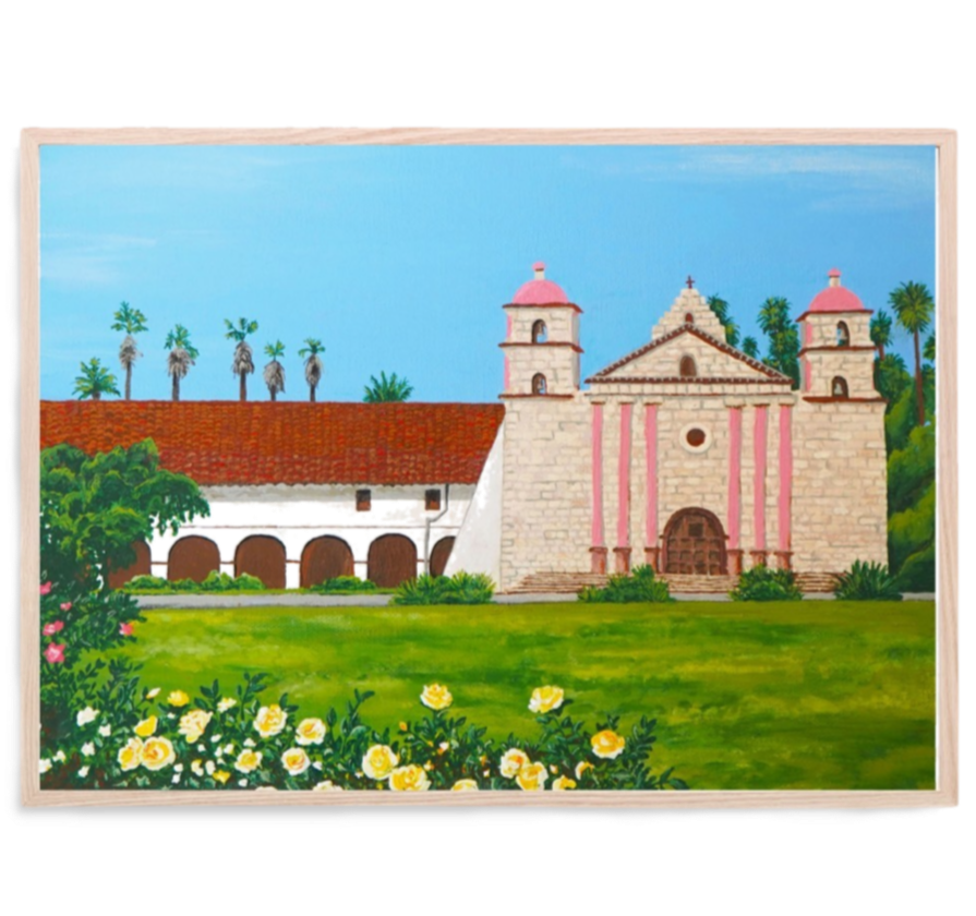 Santa Barbara Mission, Art Print