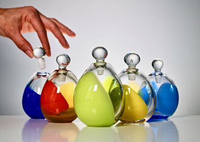 Handblown glass bottles