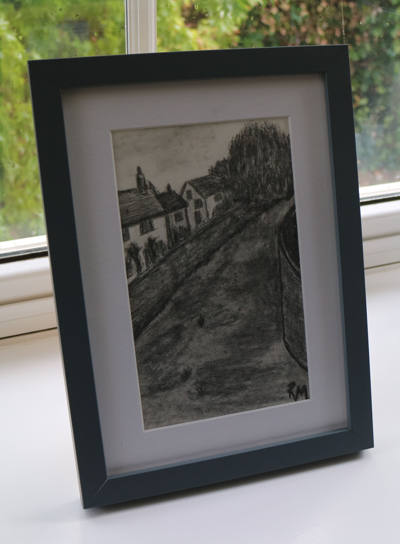 Original Charcoal/Pencil Drawing (Framed) - River Blackwater, Coggeshall, Essex