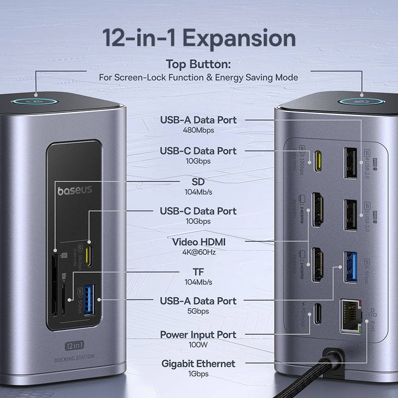 Thumbnail: Baseus 12-in-1 USB-C Hub – 4K Dual Display & 100W Power Delivery
