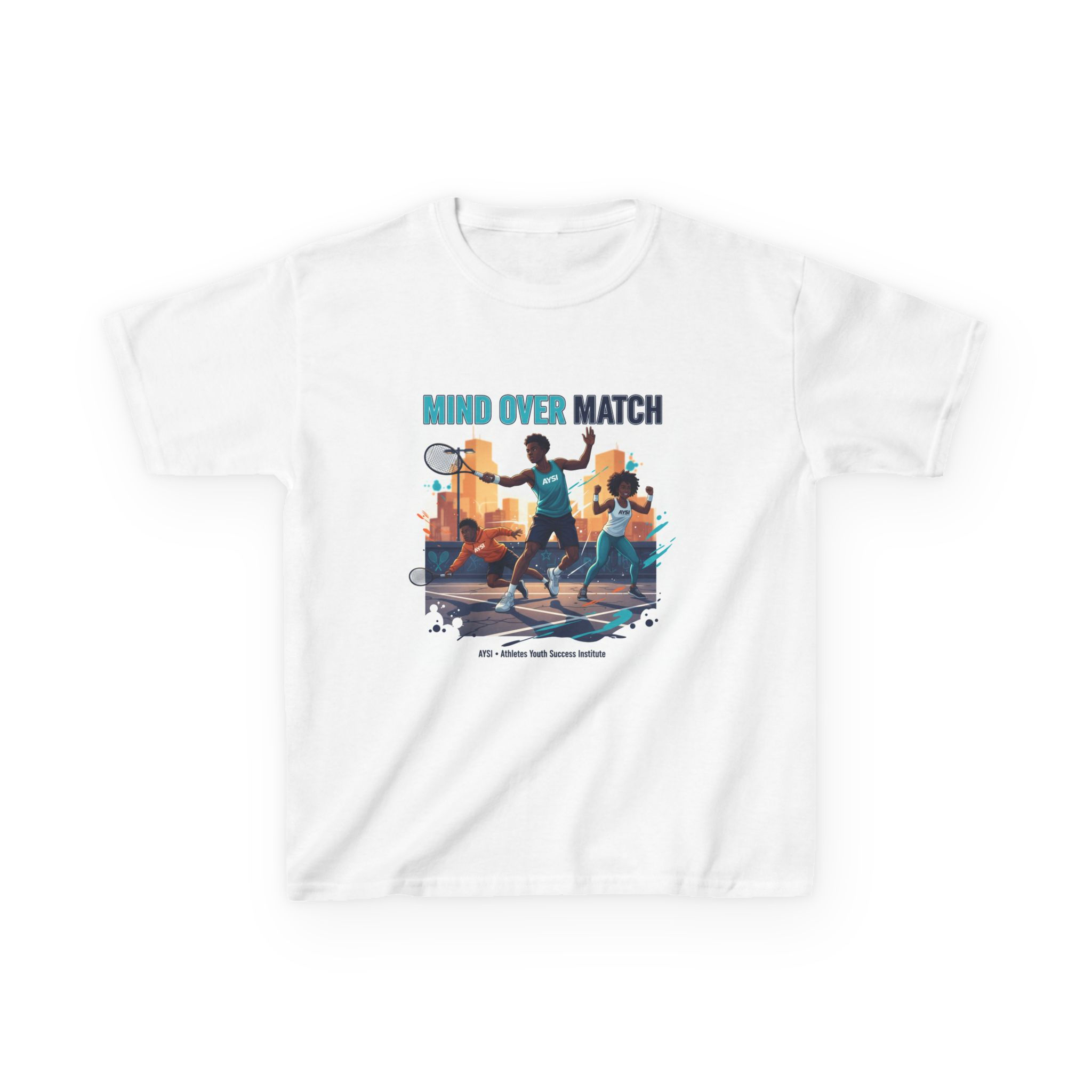 Kids T‑Shirt — "Mind Over Match" Youth Tennis Graphic Tee