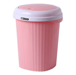 ถังขยะพลาสติก แบบวงกลม แบบกดเปิดฝา สีชมพู