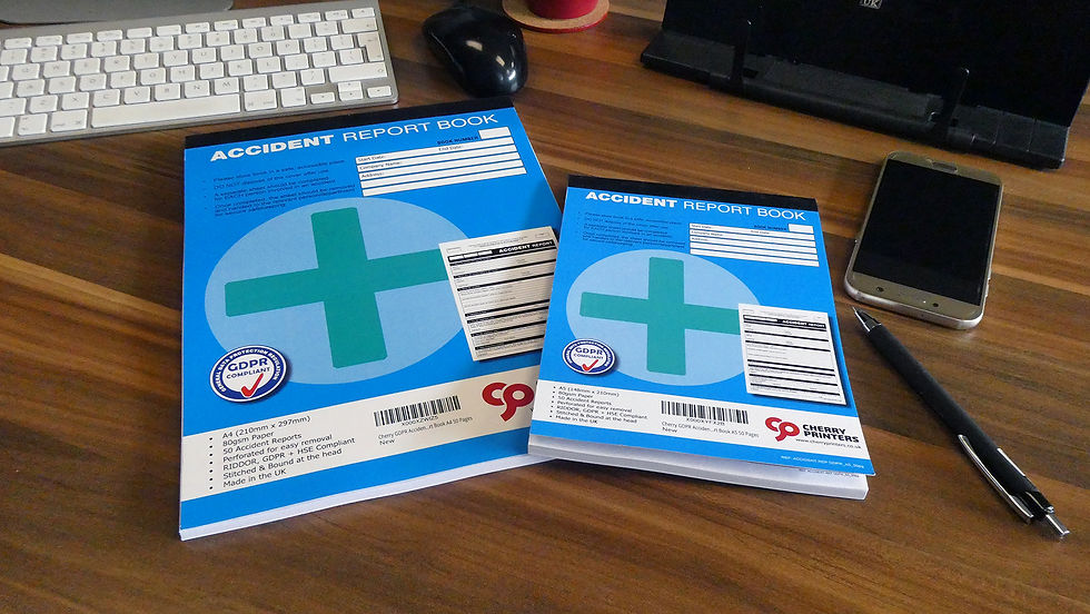 Thumbnail: Cherry Printers GDPR Accident Report Book A4 and A5 on desk