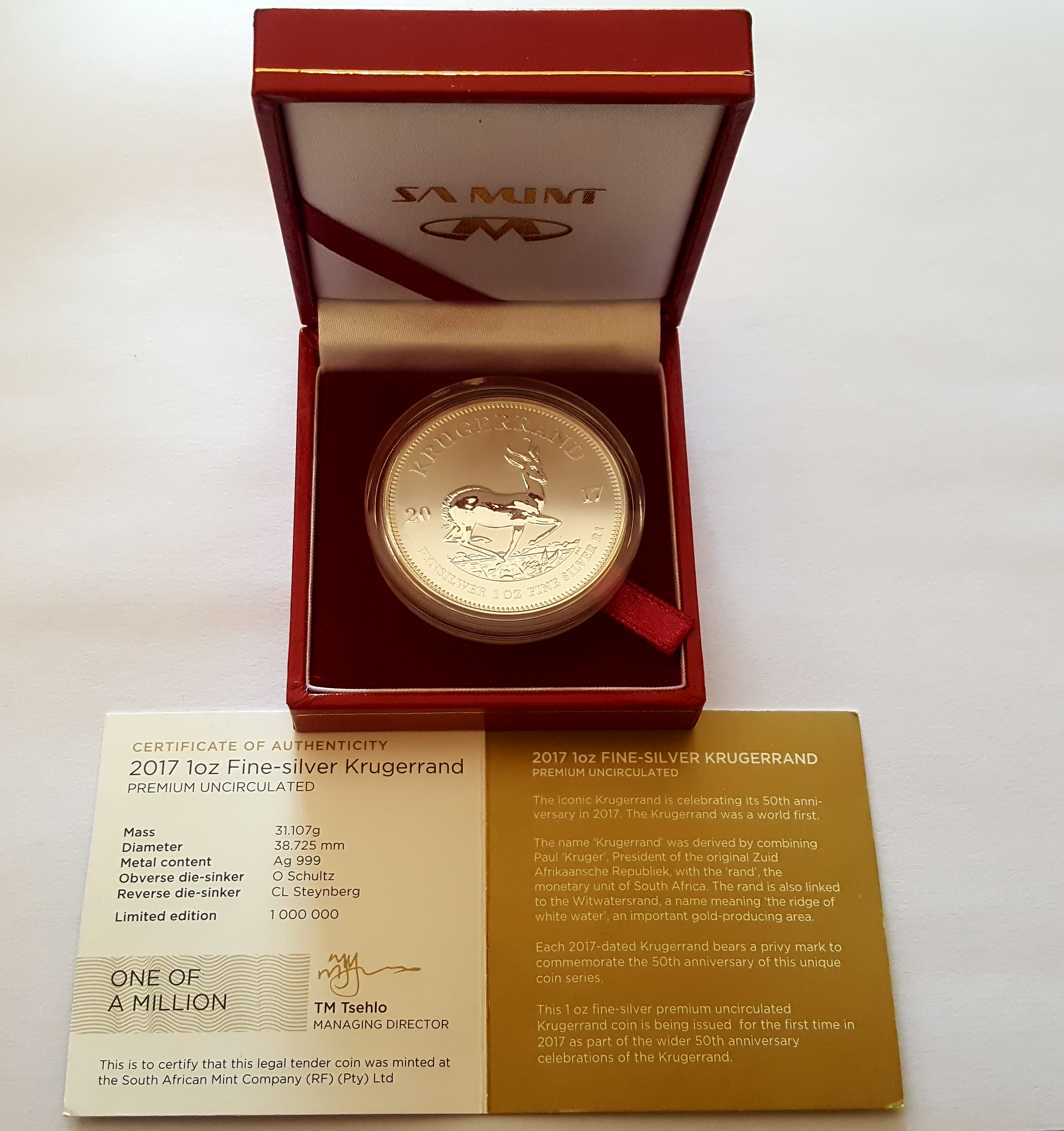 2017 1oz Fine-Silver Proof Krugerrand