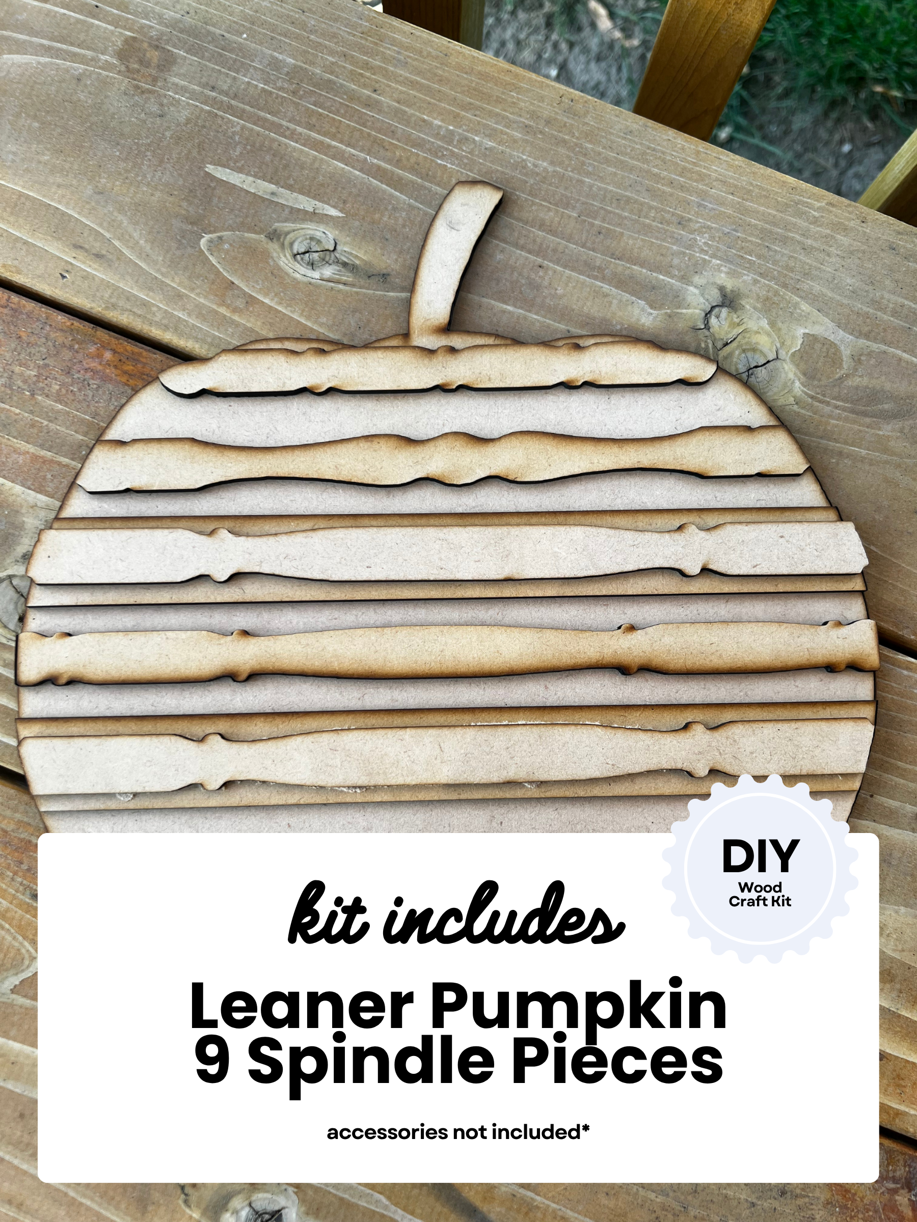 Spindle Pumpkin Leaner Sign | DIY Wood Craft Kit | Halloween Decor