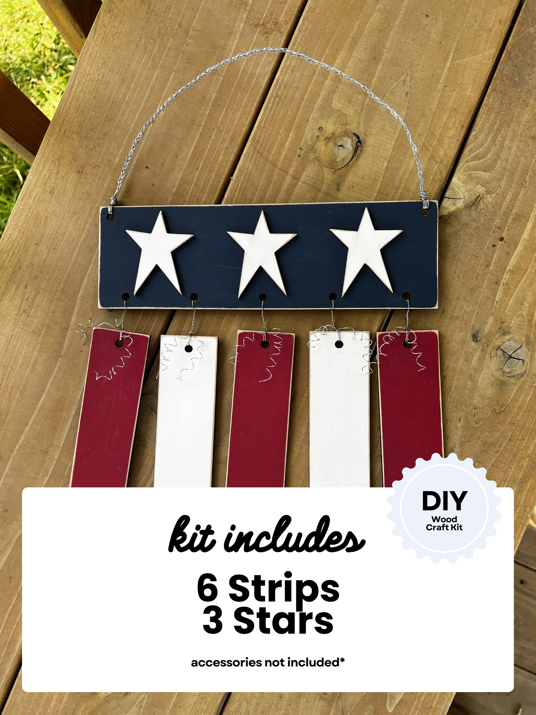 American Flag Hanging Sign | DIY Wood Craft Kit | 4th of July Decor