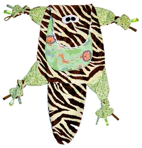 Green Dino Zebra Stripe with Jungle Critter Tummy (Dino 2)