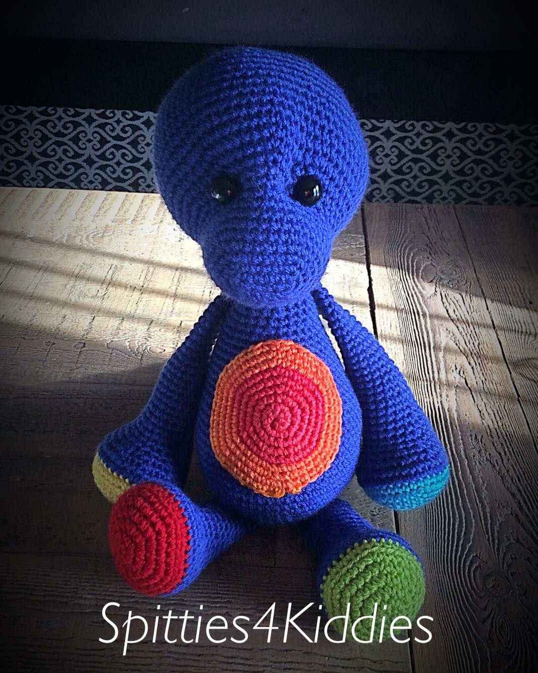 Neon Acrocanthosaurs Dinosaur Crochet Animal | Handmade Crocheted Critter