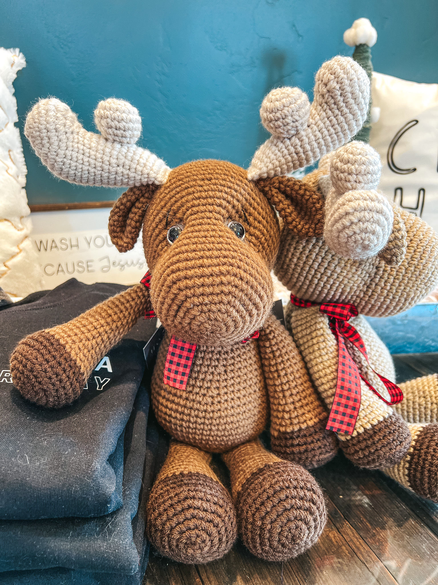 Christmas Moose Plush | Handmade Crochet Stuffed Animal