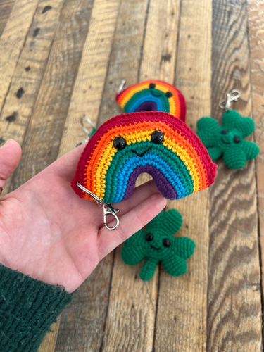 Happy Rainbow Keychain | Crochet St. Patricks Keychain | HomeSpun Co.