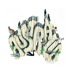 Australia continent with animals