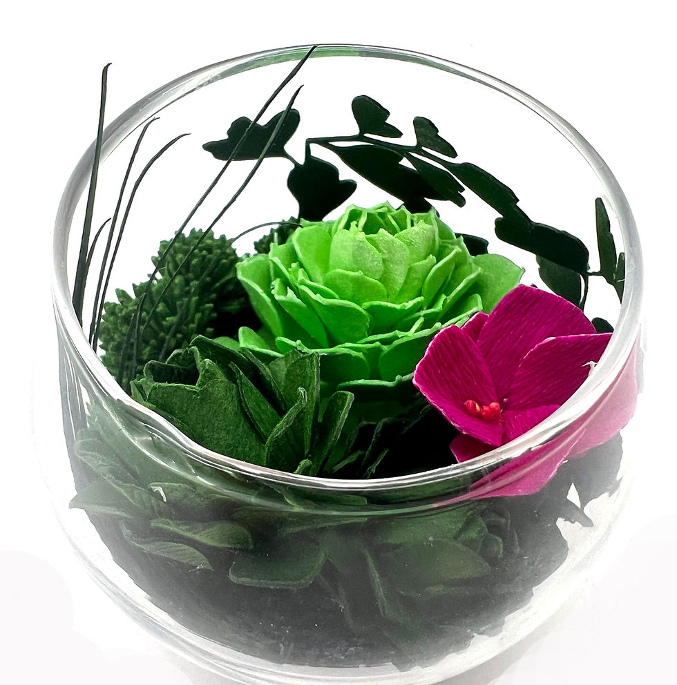 Thumbnail: Pink Dianthus Blossom + Green Echeveria | Tiny Terrarium Collection